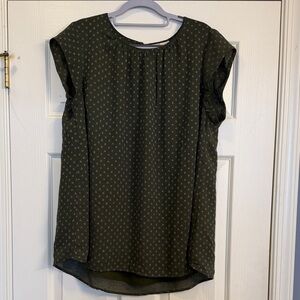 Elegant Dark Green Polka Dot Blouse